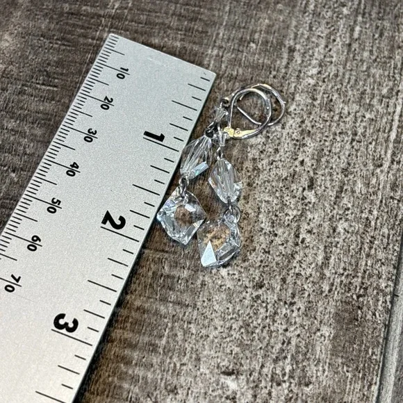 Lot of 4 Fashion Earrings Rhinestone Stud & Drop Styles Silver Tone - Picture 6 of 9